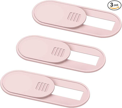 Laptop Camera Cover Slide, 0.028 Inch Ultra Thin Laptop Camera Cover Blocker, Laptop Accessories for iPhone MacBook Laptop, Desktop, PC, Tablet, Protect Your Visual Privacy Security (Pink-3 Pack)