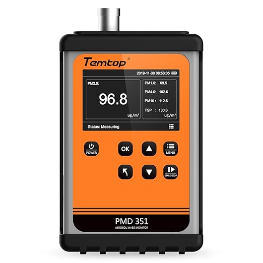 Temtop PMD351 Professional Aerosol Mass Monitor - Handheld PM1.0, PM2.5, PM10 & TSP Monitor with RS-485 for Industrial Hygiene and Environmental Compliance