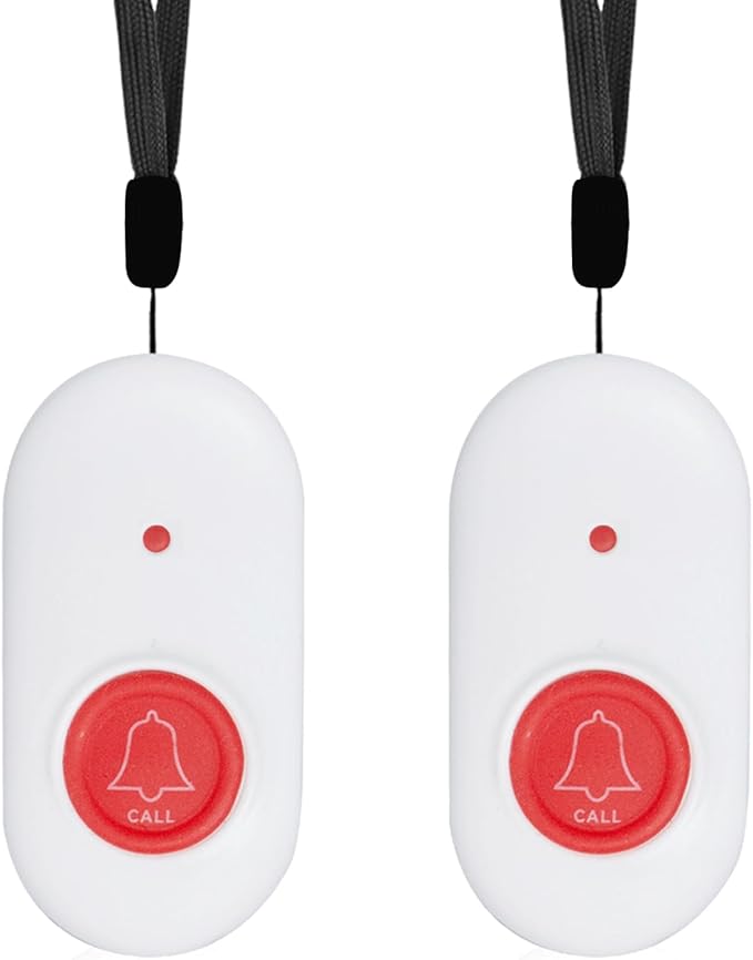Wireless Call Buttons Life Alert Medical Call Button for Caregiver Pager for Elderly/Patient/Disable（Need to Be Paired with Receiver to Work）