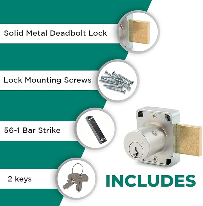 Olympus Lock 100DR Deadbolt Lock | 7/8” Chrome Key US26D | NATL KA915 Easily Rekeyable Cabinet Door Lock, Keyed Alike | Grade 1 Door Locks with Keys | Deadbolt Cabinet Locks | Cabinet Lock for Doors