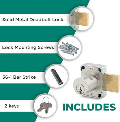 Olympus Lock 100DR Deadbolt Lock | 7/8” Chrome Key US26D | NATL KA915 Easily Rekeyable Cabinet Door Lock, Keyed Alike | Grade 1 Door Locks with Keys | Deadbolt Cabinet Locks | Cabinet Lock for Doors