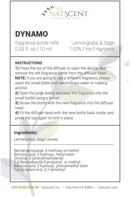 Lemongrass & Sage Essential Oils for Diffusers for Home, Nature-derived Essential Oil, Long-Lasting & Family-Friendly Diffuser Oils Scents, IFRA Certified, Cold Air & Ultrasonic - 0.33 oz