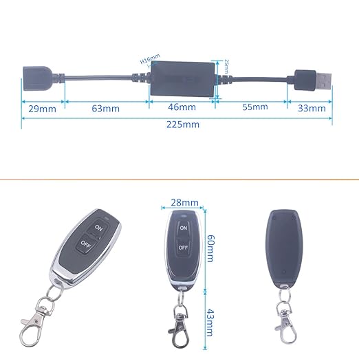 DC 3.6V-24V 5V USB Wireless Remote Control Switch 433MHz 2 Transmitter 1 Receiver 12V Remote Switch ON Off for LED Light, Strip Fan Camera DIY Toys (USB 3.6V-24V/ 2* Controller)