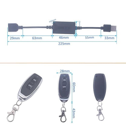 DC 3.6V-24V 5V USB Wireless Remote Control Switch 433MHz 2 Transmitter 1 Receiver 12V Remote Switch ON Off for LED Light, Strip Fan Camera DIY Toys (USB 3.6V-24V/ 2* Controller)