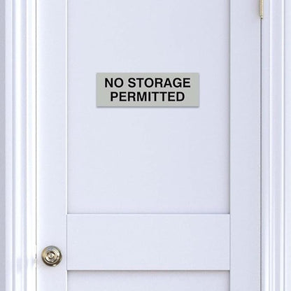 Signs ByLITA Basic No Storage Permitted Sign | Powerful Foam Tape (Brushed Silver) - Medium 2 Pack
