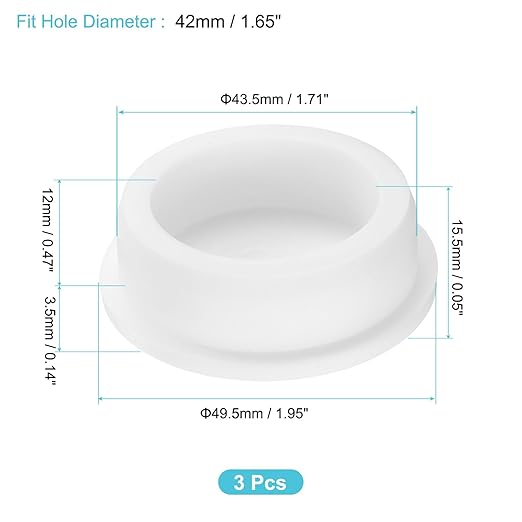 uxcell 3Pcs Silicone Hole Plug, Waterproof Round Rubber Stoppers Bottle Seal Plugs Tube Pipe End Caps for 42mm/1.65" Hole for Bathtub Bottle, White