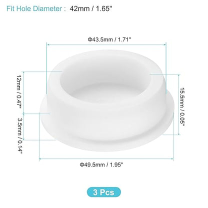 uxcell 3Pcs Silicone Hole Plug, Waterproof Round Rubber Stoppers Bottle Seal Plugs Tube Pipe End Caps for 42mm/1.65" Hole for Bathtub Bottle, White