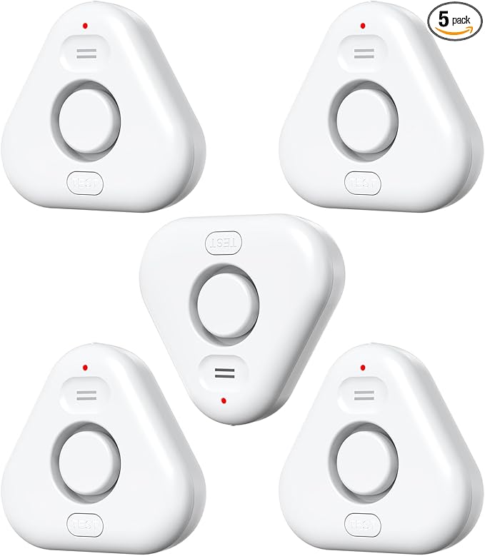 Smart Water Leak Detectors for Home WiFi with App Alerts, Stechro Ajustable 120dB Water Sensor Alarm Leak Detector for Basements Sink Kitchen Laundry, 5 Water Sensors & 1 Rechargeable Gateway