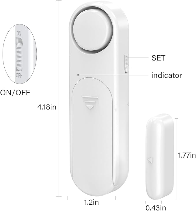 Wireless Door Alarm When Opened with Remote (2 Pack), Window Sensor Alarms for Home Security, Kids Safety, Dementia, Sliding Glass Door, 120dB Burglar Alert for House Garage/Apartment/Business Entry
