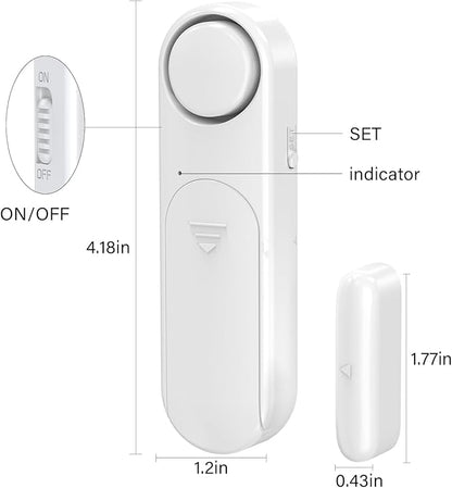 Wireless Door Alarm When Opened with Remote (2 Pack), Window Sensor Alarms for Home Security, Kids Safety, Dementia, Sliding Glass Door, 120dB Burglar Alert for House Garage/Apartment/Business Entry