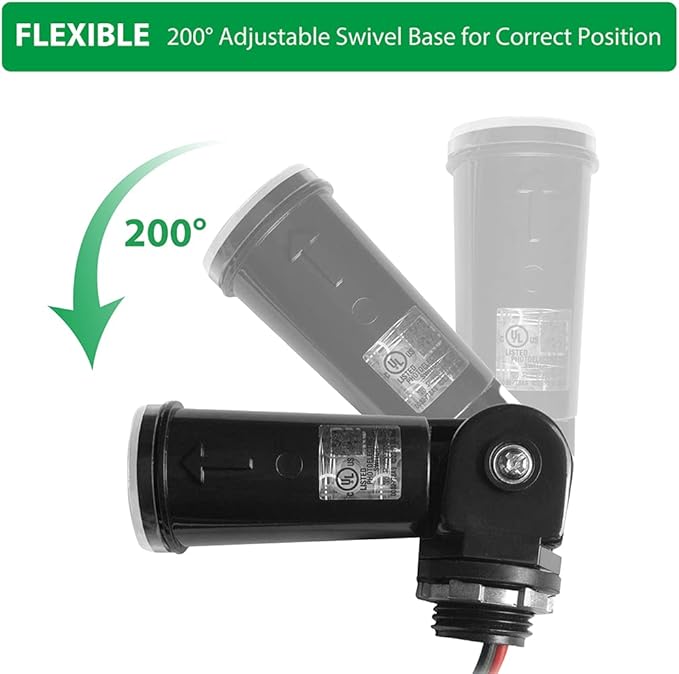 1 Pack Outdoor Photoelectric Sensor,Dusk to Dawn Swivel Mount Conduit Lighting Control with Photocell,Automatic Adjustable Photo Sensor Switch for Indoor and Outdoor Light