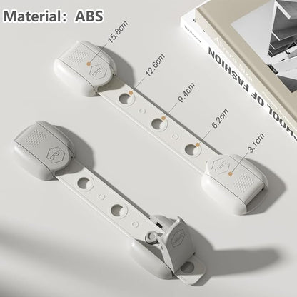 Child Safety Strap Locks (3 Pack) Baby Locks for Cabinets and Drawers, Toilet, Fridge & More. Adhesive Pads. Easy Installation, No Drilling Required, White/Gray (Gray, 3 pcs (Pack of 1))