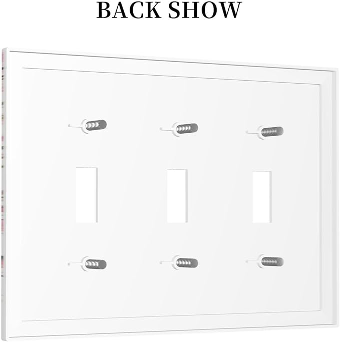 Decorative Light Switch Plate Covers Rustic Plum Blossom Pink Flowers 3 Gang Light Switch Cover Triple Toggle Wall Plate Outlet Covers for Country Home Bedroom Decor