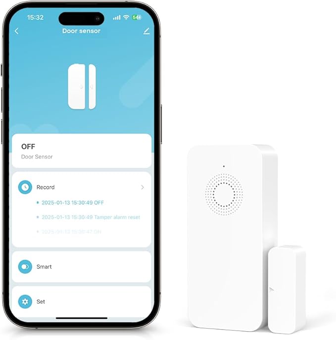 Wireless Door and Window Alarm Sensor,120dB PGST Zigbee Hub Connection Long Battery Life Door Alarms Sensor,Smart Life APP Control,Easy to Install,for Basement,Apartment,Garage,Warehouse