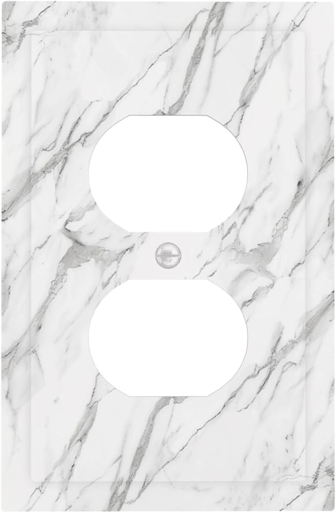 Decorative Outlet Covers Modern Grey Marble Texture 1 Gang Duplex Light Switch Cover Plate Unique Wall Plates for Electrical Outlets Switch Plate Covers for Bedroom Kitchen Home Decor