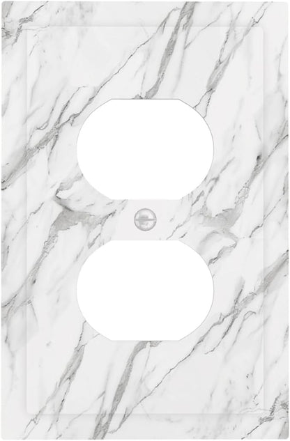Decorative Outlet Covers Modern Grey Marble Texture 1 Gang Duplex Light Switch Cover Plate Unique Wall Plates for Electrical Outlets Switch Plate Covers for Bedroom Kitchen Home Decor