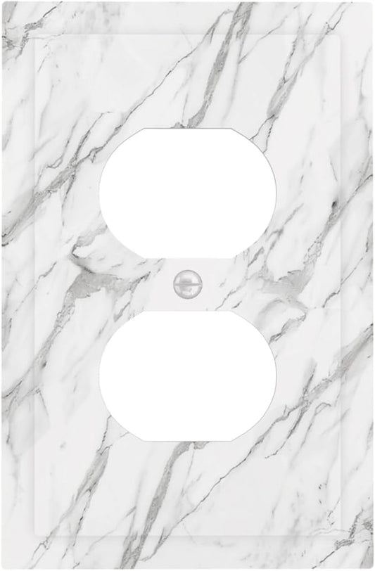 Decorative Outlet Covers Modern Grey Marble Texture 1 Gang Duplex Light Switch Cover Plate Unique Wall Plates for Electrical Outlets Switch Plate Covers for Bedroom Kitchen Home Decor