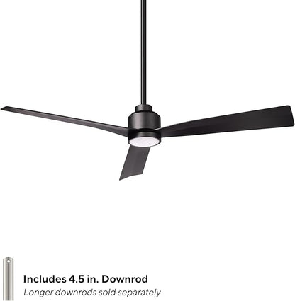 Clean Indoor/Outdoor 3-Blade Smart Compatible Ceiling Fan 52in Matte Black with 3000K LED Light Kit and Remote Control with Wall Cradle. Works with iOS/Android, Alexa, and Google Assistant.