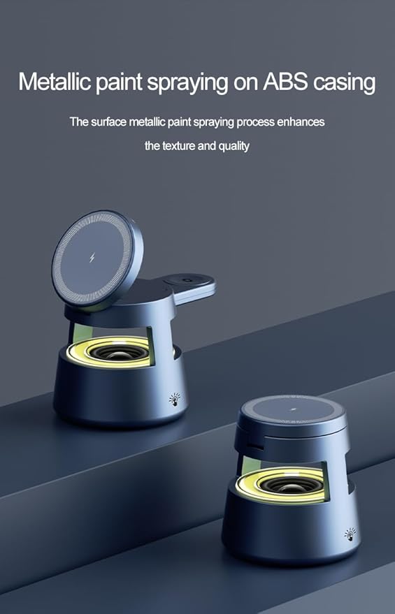 5 in 1 Magnetic Wireless Charger for Phone Earbuds Smart Watch - Bluetooth 5.1 Speaker, Dimmable Night Light, 0-65° Adjustable Angle, Smart Temperature Control, FCC/CE/RoHS Certified