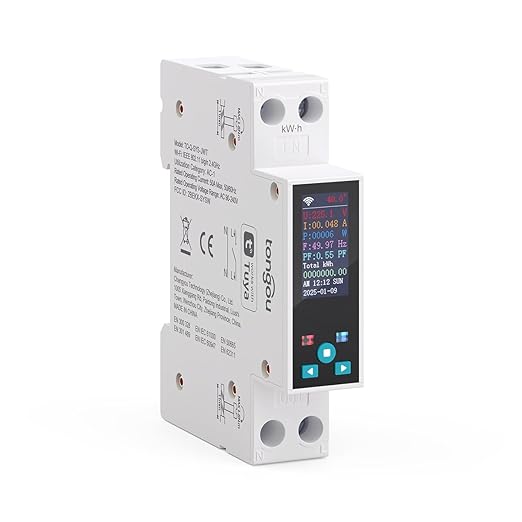 Smart Wifi Switch, 1P+N AC90-240V 1-50A, Smart Life/Tuya APP Remote Control, with Power Monitoring, Export/Clear Power Data, DIN Rail Mounted, with LCD Display, Recloser Function, FCC Certified