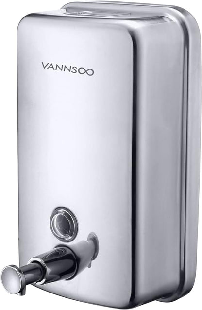 Commercial Soap Dispenser Wall Mount Stainless Steel Manual Liquid Pump Rust-Proof Leak Free for Bathroom (34 fl.oz./1000ml)