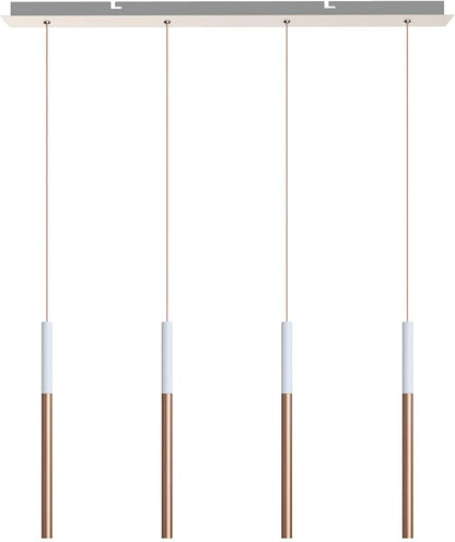 ALTAIR 4 Mini Pendant Lighting White-Copper - LED Hanging Light Fixture for Kitchen Island, Bar, Foyer - Cluster Pendants - Dimmable, Adjustable Wire, Lamp Bulb Included