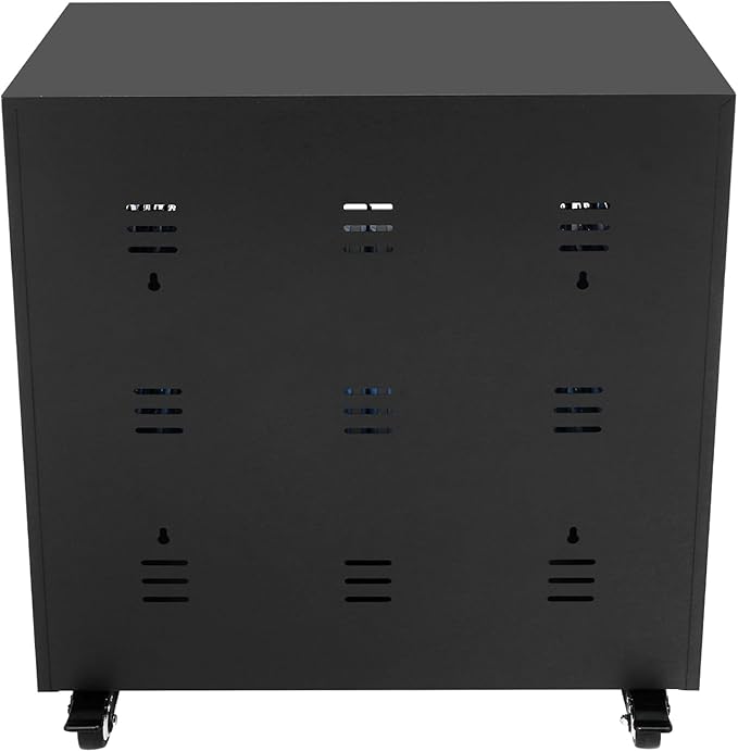 40-Slot Cell Phone Charging Station Cabinet with USB, 400W High-Power Portable Mobile Charging Locker with Wheels & Lockable Tempered Glass Door (Black)