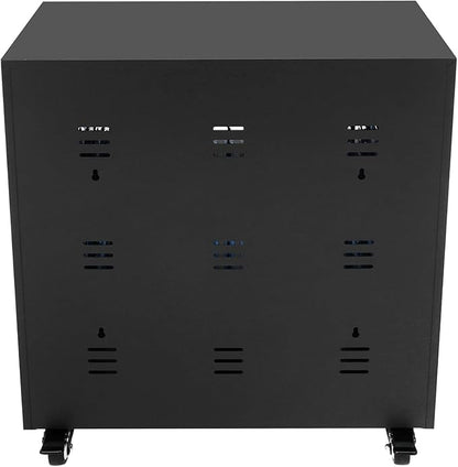 40-Slot Cell Phone Charging Station Cabinet with USB, 400W High-Power Portable Mobile Charging Locker with Wheels & Lockable Tempered Glass Door (Black)