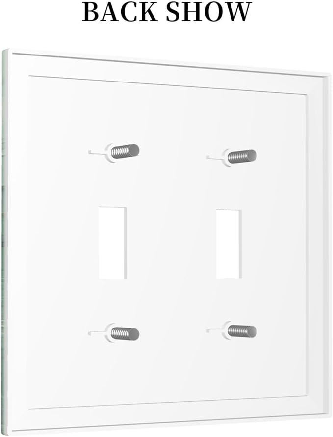 Decorative Switch Plates Simple Green Marble 2 Gang Double Toggle Outlet Light Switch Cover Wall Plate Electrical Faceplate for living Room Office Decor