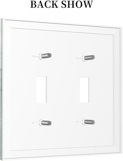 Decorative Switch Plates Simple Green Marble 2 Gang Double Toggle Outlet Light Switch Cover Wall Plate Electrical Faceplate for living Room Office Decor