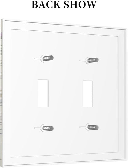 Beige Background Boho Flowers Plant Leaf Double Toggle Light Switch Covers 2 Gang Wall Plate Dual Decorative Switchplate Electrical Faceplate for Country Bathroom Bedroom Decor