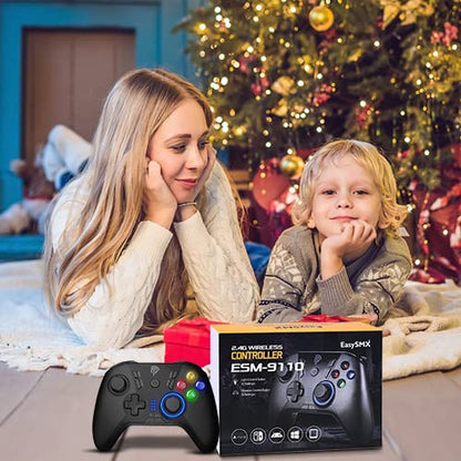 EasySMX 2.4G Wireless Gaming Controller for Windows PC, Steam Deck, PS3 & Android TV Box, Plug and Play Gamepad with Dual Vibration, 4 Back Paddles, Up to 14-Hour Battery Life
