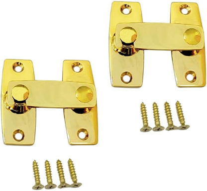 QCAA 2.5" x 2.65", Large, Heavy Forged Solid Brass Door Latch, 180 Degrees Flat Surface Mounting Door Latch Buckle for Doors & Windows, Vibrated Brass, 2 Pack, Made in Taiwan