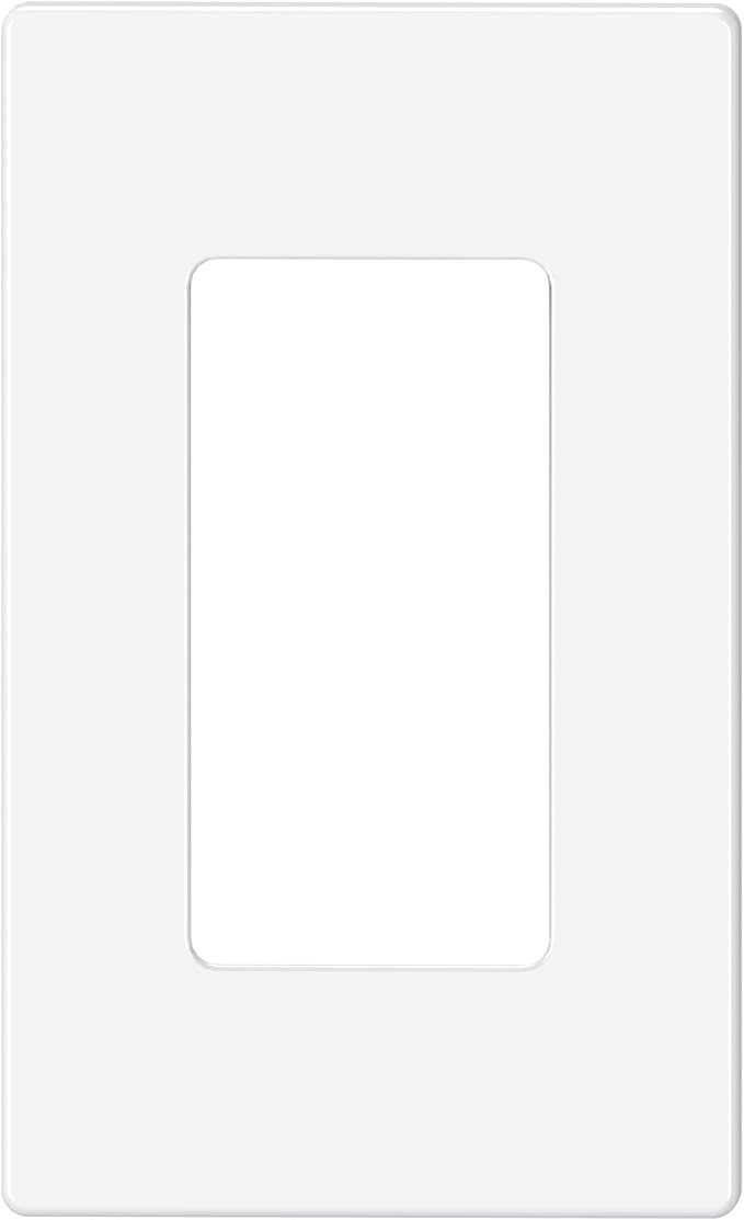 EMITEVER 1-Gang Screwless Decorator Wall Plate Cover for Receptacle Outlet & Light Switch, Standard Size 4.53"H x 2.75"W, Unbreakable Thermoplastic Faceplate, UL Listed, Matte White 1-Pack