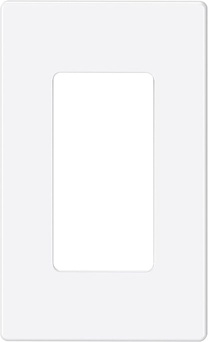 EMITEVER 1-Gang Screwless Decorator Wall Plate Cover for Receptacle Outlet & Light Switch, Standard Size 4.53"H x 2.75"W, Unbreakable Thermoplastic Faceplate, UL Listed, Matte White 1-Pack
