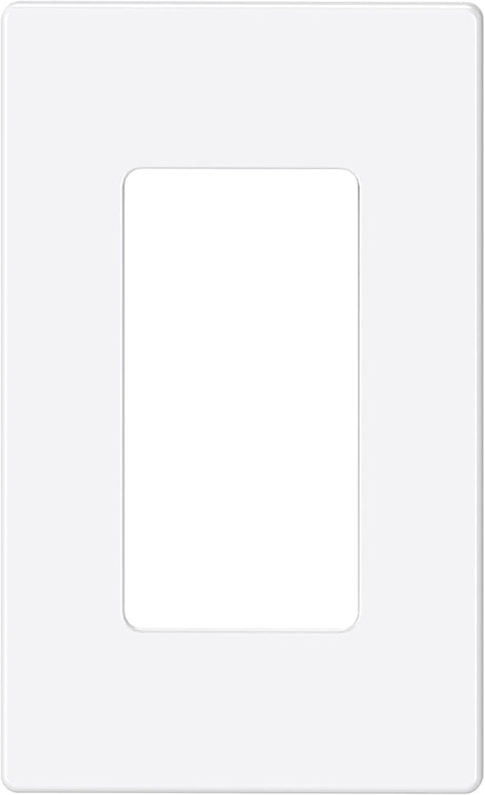 EMITEVER 1-Gang Screwless Decorator Wall Plate Cover for Receptacle Outlet & Light Switch, Standard Size 4.53"H x 2.75"W, Unbreakable Thermoplastic Faceplate, UL Listed, Matte White 1-Pack