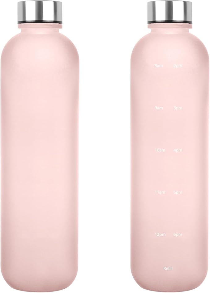 1L（33 oz） daily tracking schedule time hours reminder motivational day goals hydration capacity measured marker tracker plastic wide mouth measurements water bottle