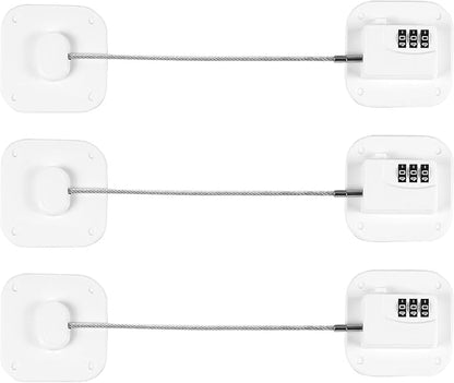 Refrigerator Lock, Combination Lock for Refrigerator Cabinets, Drawers, Heavy Duty Fridge Lock, Easy Install No Keys Needed, (White-3Pack)