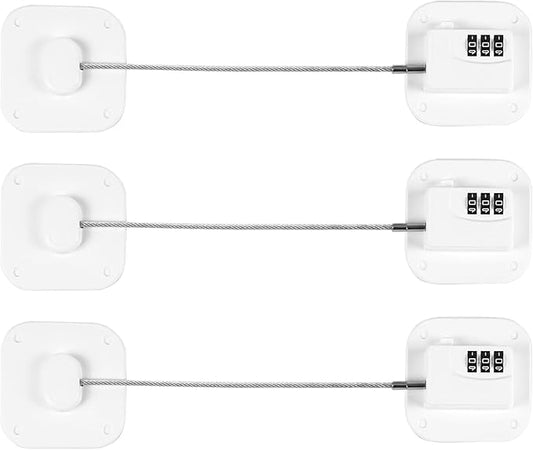 Refrigerator Lock, Combination Lock for Refrigerator Cabinets, Drawers, Heavy Duty Fridge Lock, Easy Install No Keys Needed, (White-3Pack)
