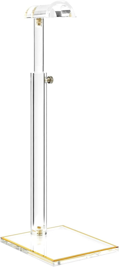 Acrylic Purse Display Stands, 14"-24" Adjustable Height Handbag Holder, Clear Purse Rack Stands for Closet Retail, Durable Gold Trim Hanging Bag Wallet Jewelry Necklace Organizer Stand(PATENT PENDING)