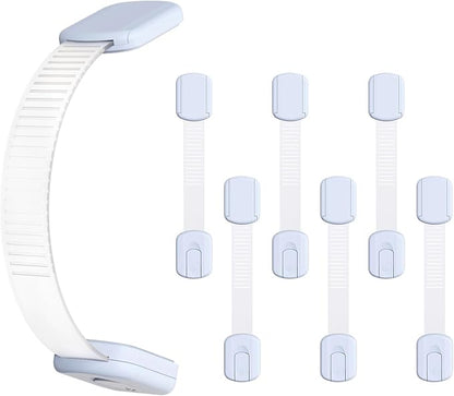 10-Pack Child Safety Cabinet Locks，Adjustable No Drilling Baby Proofing Strap Latches for Drawers,Cupboard,Cabinets,Fridge,Toilet Seat,Door,Closet–No Tool Easy 3M Adhesive Installation