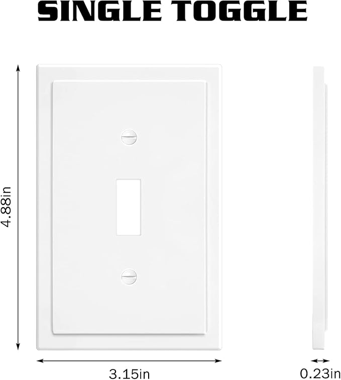 1-Gang Modern Edge Decorative Wall Plate Cover Switch Outlet Single Toggle Electrical Faceplate for Light Switches, Smart Switch, GFCI, Dimmers, Receptacle, USB Outlet (4 Pack, Single Toggle)