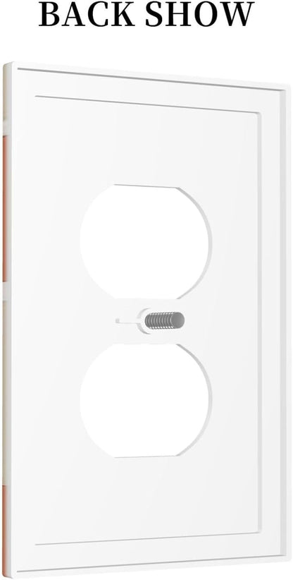 Outlet Covers Boho Botanical Orange Green Beige Minimalist 1 Gang Duplex Wall Plate Decorative Switch Plates Electrical Receptacle Faceplate Light Switch Cover for Bedroom living Room Decor