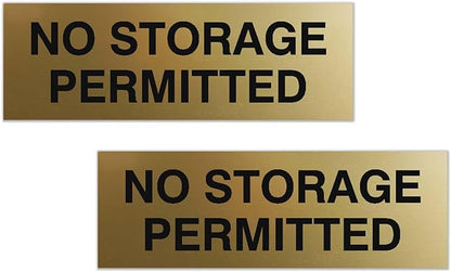 Signs ByLITA Basic No Storage Permitted Sign | Powerful Foam Tape (Brushed Gold) - Medium 2 Pack