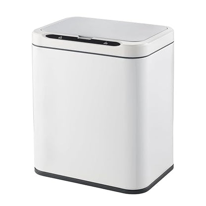 ELPHECO Stainless Steel Office Trash Can Motion Sensor Garbage Can Touchless Smart Trash Can Automatic Waste Bin for Kitchen, Office, Bathroom (White, 3.5 Gallons)
