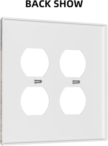 Outlet Covers Retro Wood Brown Farmhouse Barn Wooden 2 Gang Double Duplex Decorative Light Switch Covers Electrical Wallplates Socket Faceplate for Farmhouse Cabin Decor