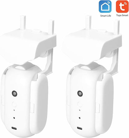 2pcs Tuya Smart Curtain Motor BT Voice Control Switch Electric Curtain Robot APP Control Timer Setup Compatible with Alexa Google Home for Roman Rod
