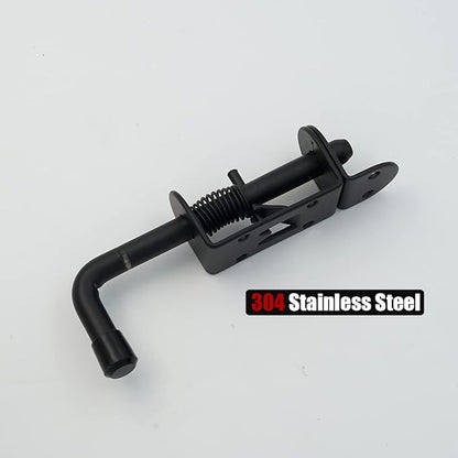 JQK Spring Loaded Latch Pin, 304 Stainless Steel Barrel Bolt Thickened 2mm Door Lock, 5 Inch Black (2 Pack), HSB300-BK-P2