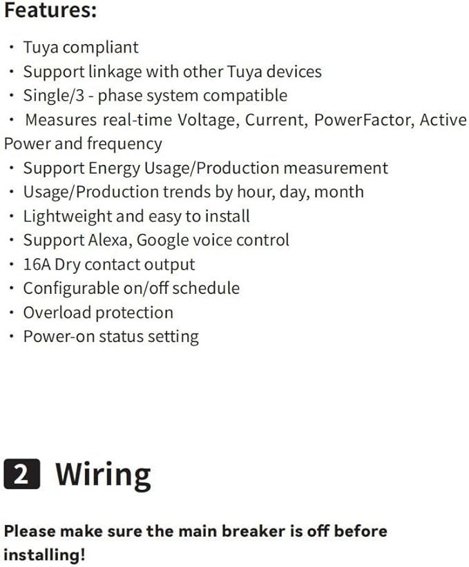 Smart 3‑Phase Din Rail Energy Meter With Clamps,Voltage And Current Monitor For Tuya App Control,Solar Power Consumption And Production Tracking,Overload Protection(80A)