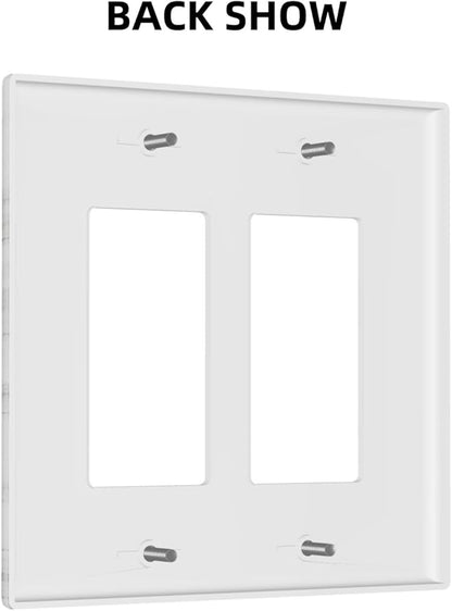 Decorative Outlet Covers Modern Grey Marble Texture 2 Gang Light Switch Cover Plate Double Rocker Wall Plates for Electrical Outlets Switch Plate Covers for Bedroom Kitchen Home Decor